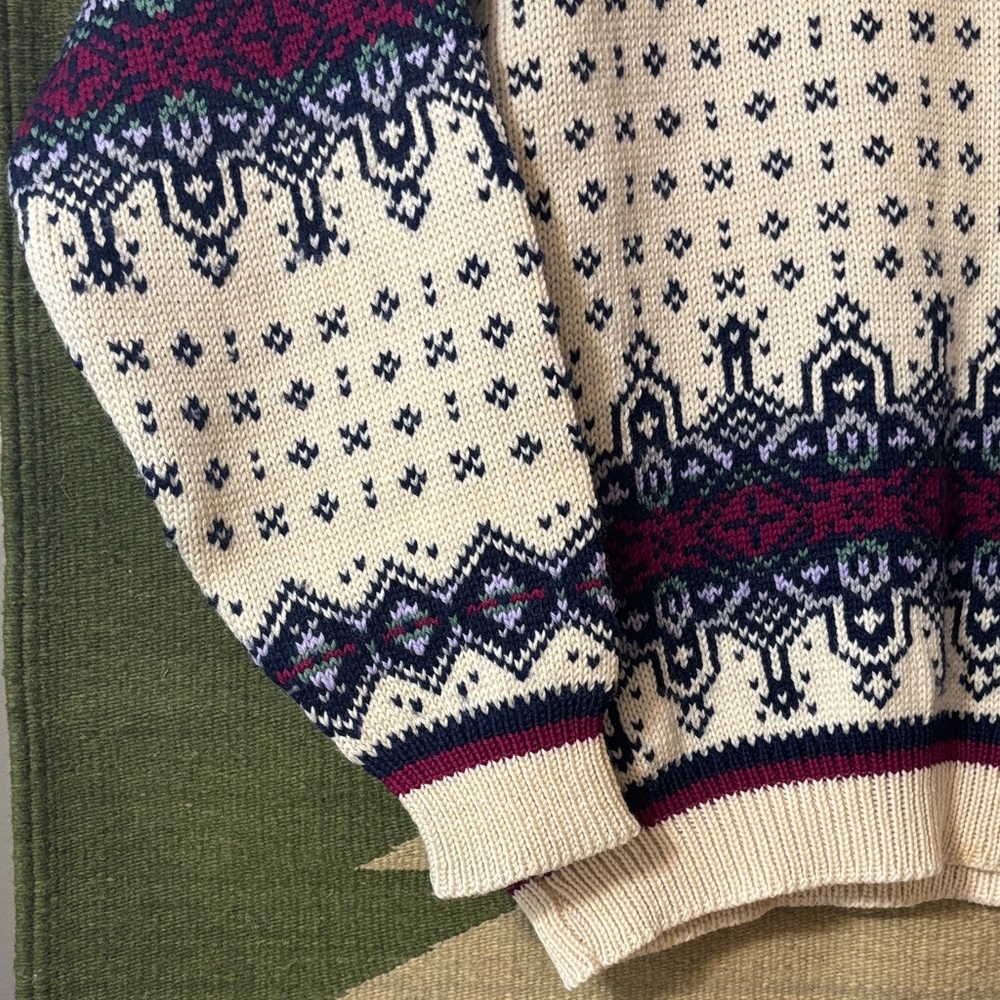 Dale of Norway Nordic Pattern Sweater Cream 100% wool made in Norway - Picture 3 of 13